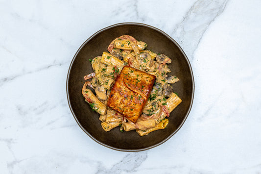Salmon Stroganoff Rigatoni
