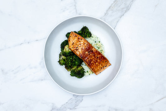 Salmon with Chive Mashed Potato and Broccoli