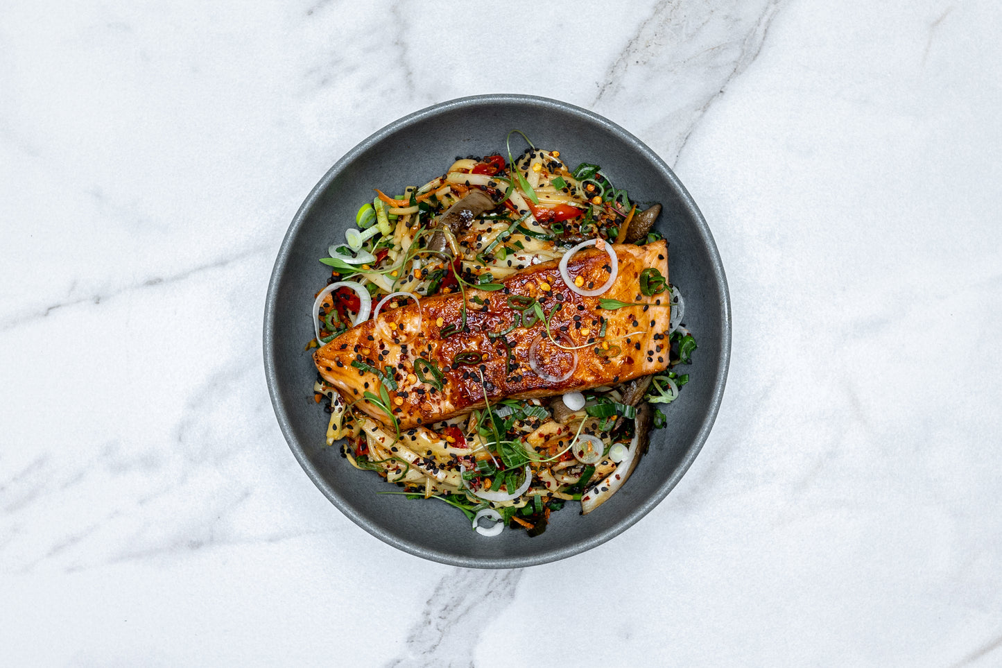 Teriyaki Salmon with Mixed Veggie Udon Noodles